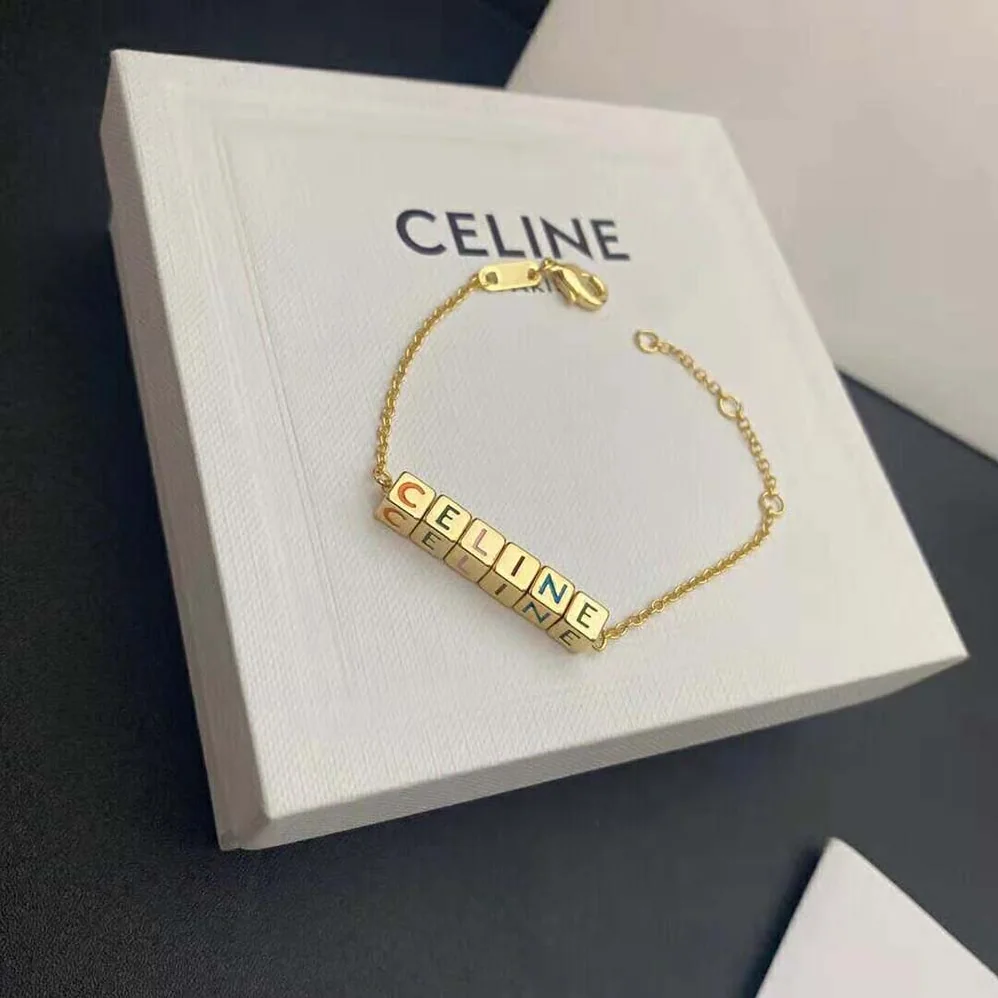 Celine Color Bracelet in Brass with Gold Finish and Enamel for Women