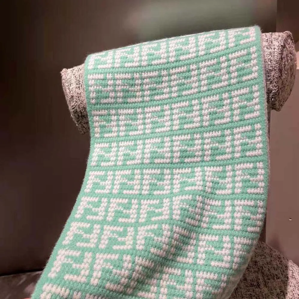Fendi FF Scarf Mint Green Cashmere Scarf for Women