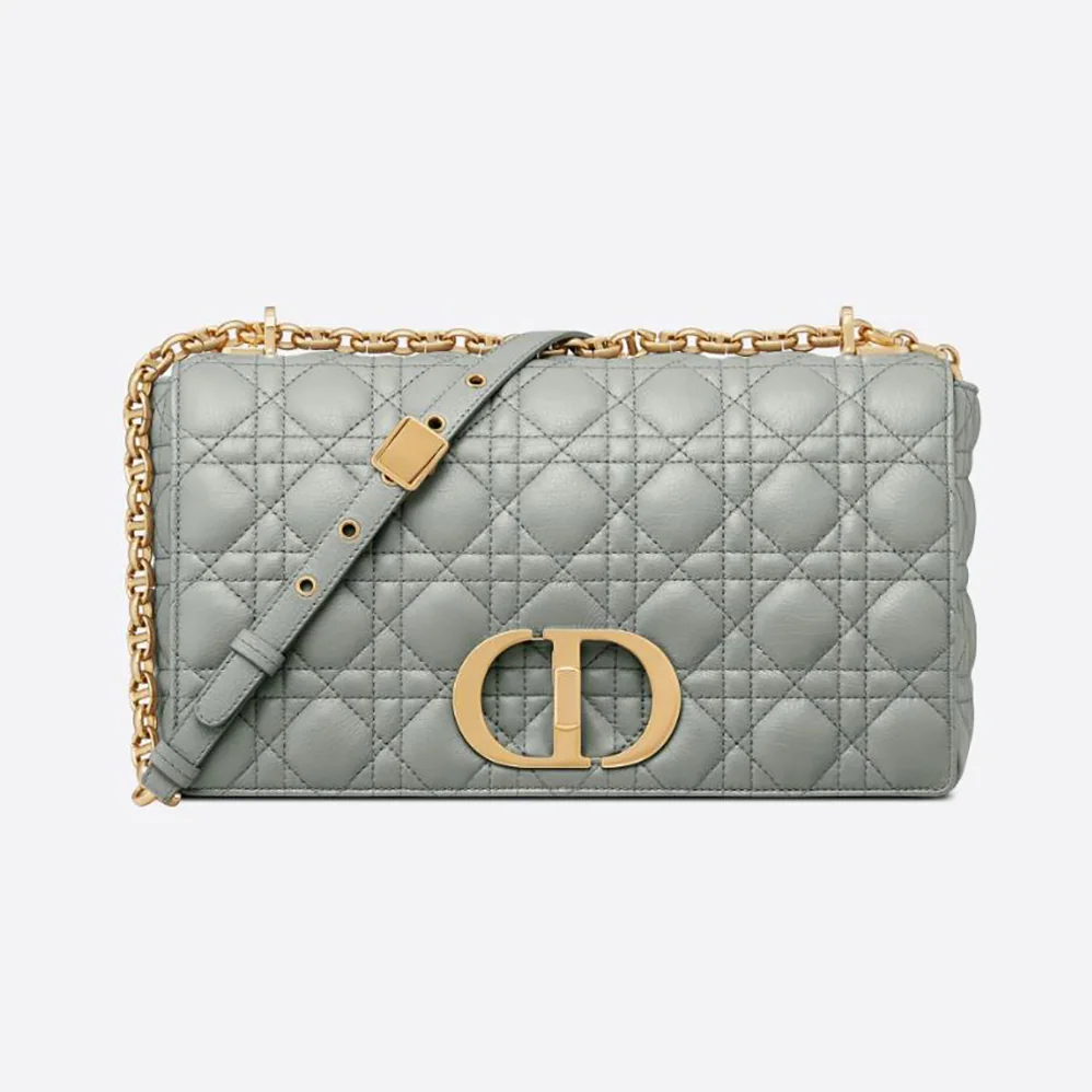 Dior Large Dior Caro Bag Supple Cannage Calfskin for Women in Silver