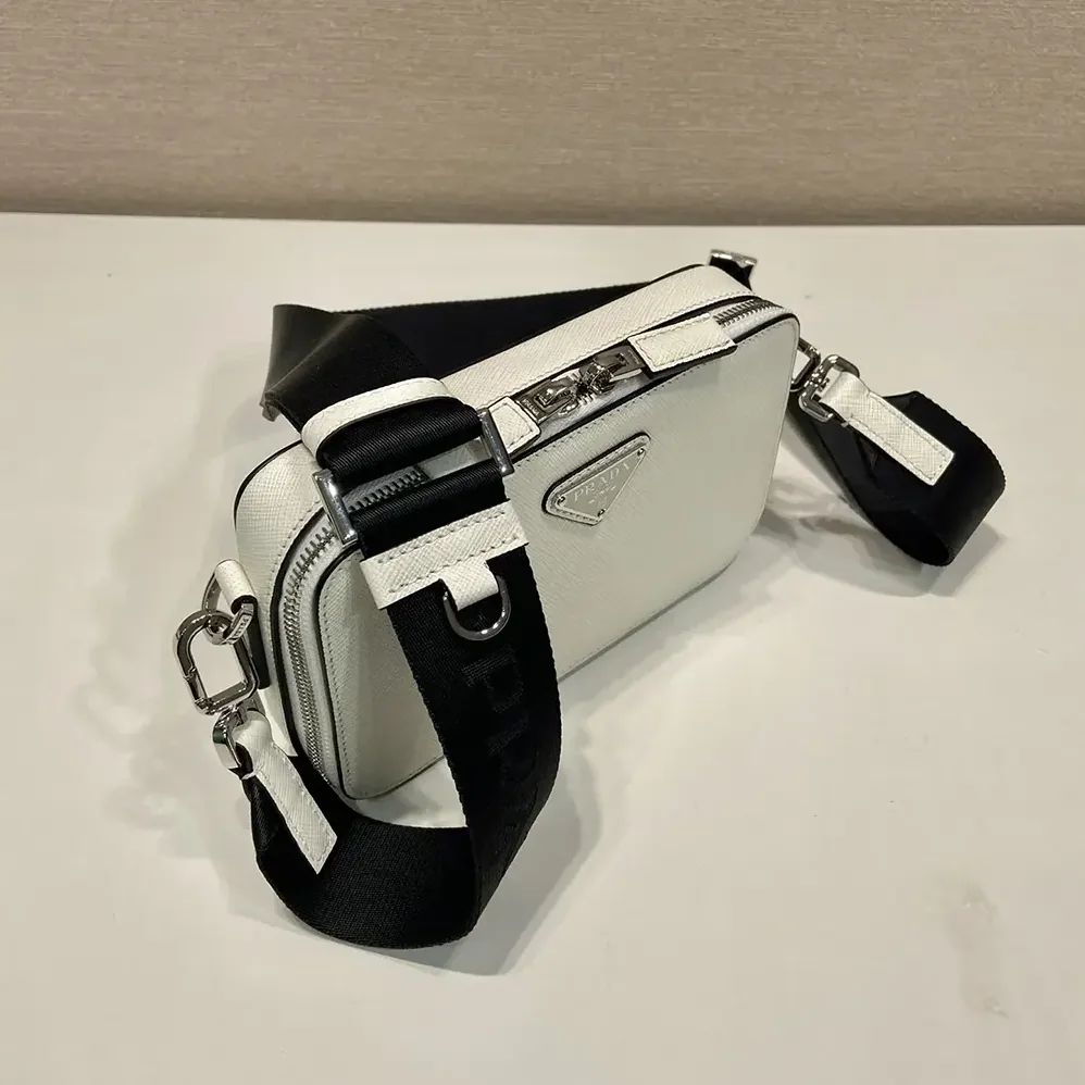 Prada Brique Saffiano Leather Bag for Men in White Prada Brique Saffiano Leather Bag for Men in White