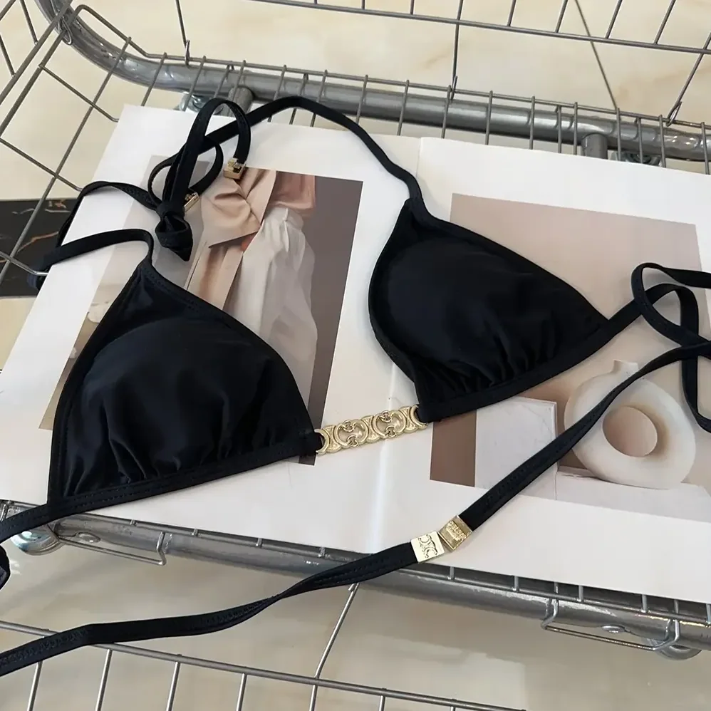 Celine Triomphe Triangle Top / Swimsuit Bottom in Matte Jersey 2X24M152C.38NO for Women