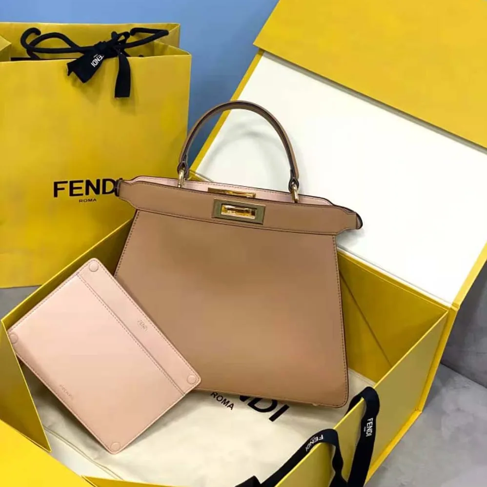 Fendi Peekaboo Iseeu Medium Leather Bag for Women in Sandy Fendi Peekaboo Iseeu Medium Leather Bag for Women in Sandy