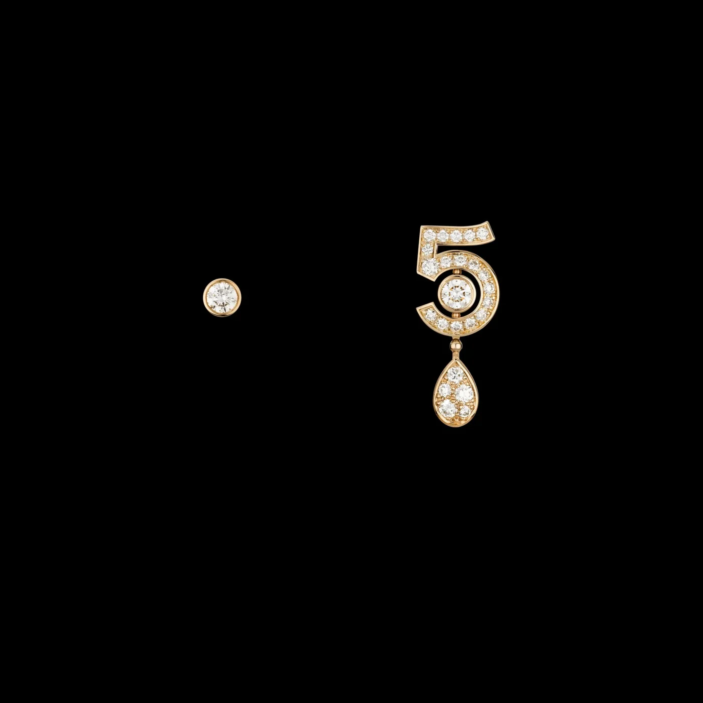 Chanel Eternal N°5 Transformable Earrings Beige Gold Chanel Eternal N°5 Transformable Earrings Beige Gold