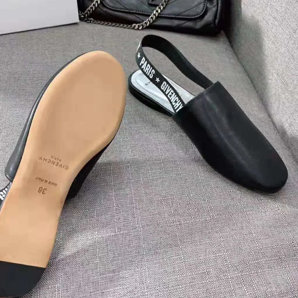 Givenchy Givenchy Sling Back Flat Mules for Women in Black Givenchy Givenchy Sling Back Flat Mules for Women in Black