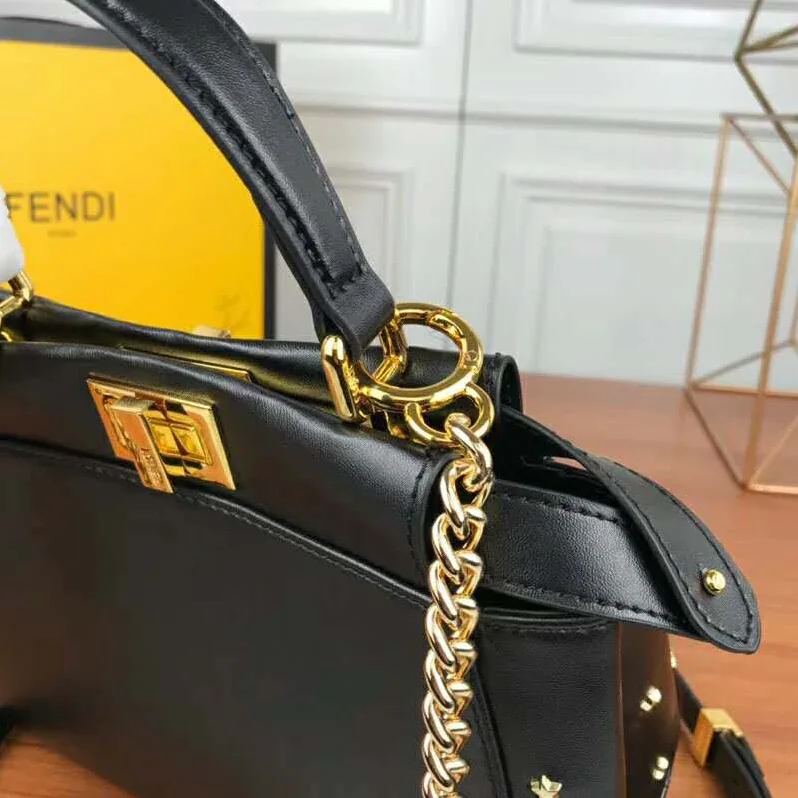 Fendi Peekaboo XS Leather Mini-Bag for Women in Black Fendi Peekaboo XS Leather Mini-Bag for Women in Black