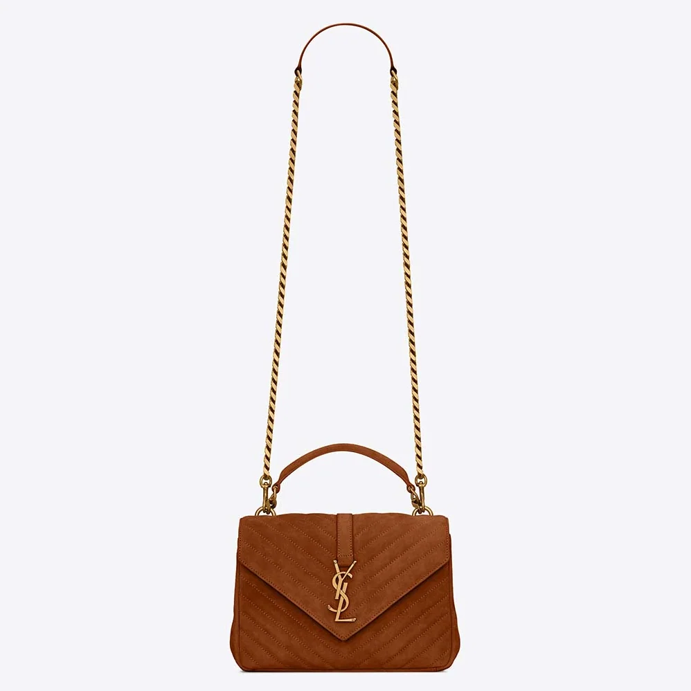 Saint Laurent YSL College Medium in Quilted Suede for Women