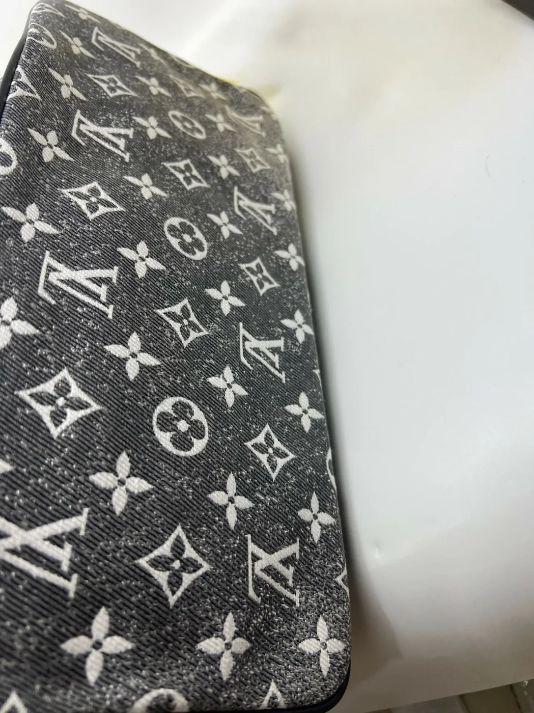 Louis Vuitton Neverfull MM Tote Bag / Grey Monogram Jacquard Denim Silver Hardware