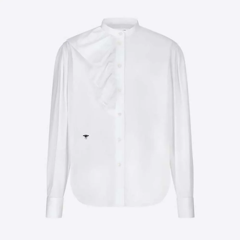 Dior Blouse with Ruffles White Cotton Poplin for Women Dior Blouse with Ruffles White Cotton Poplin for Women