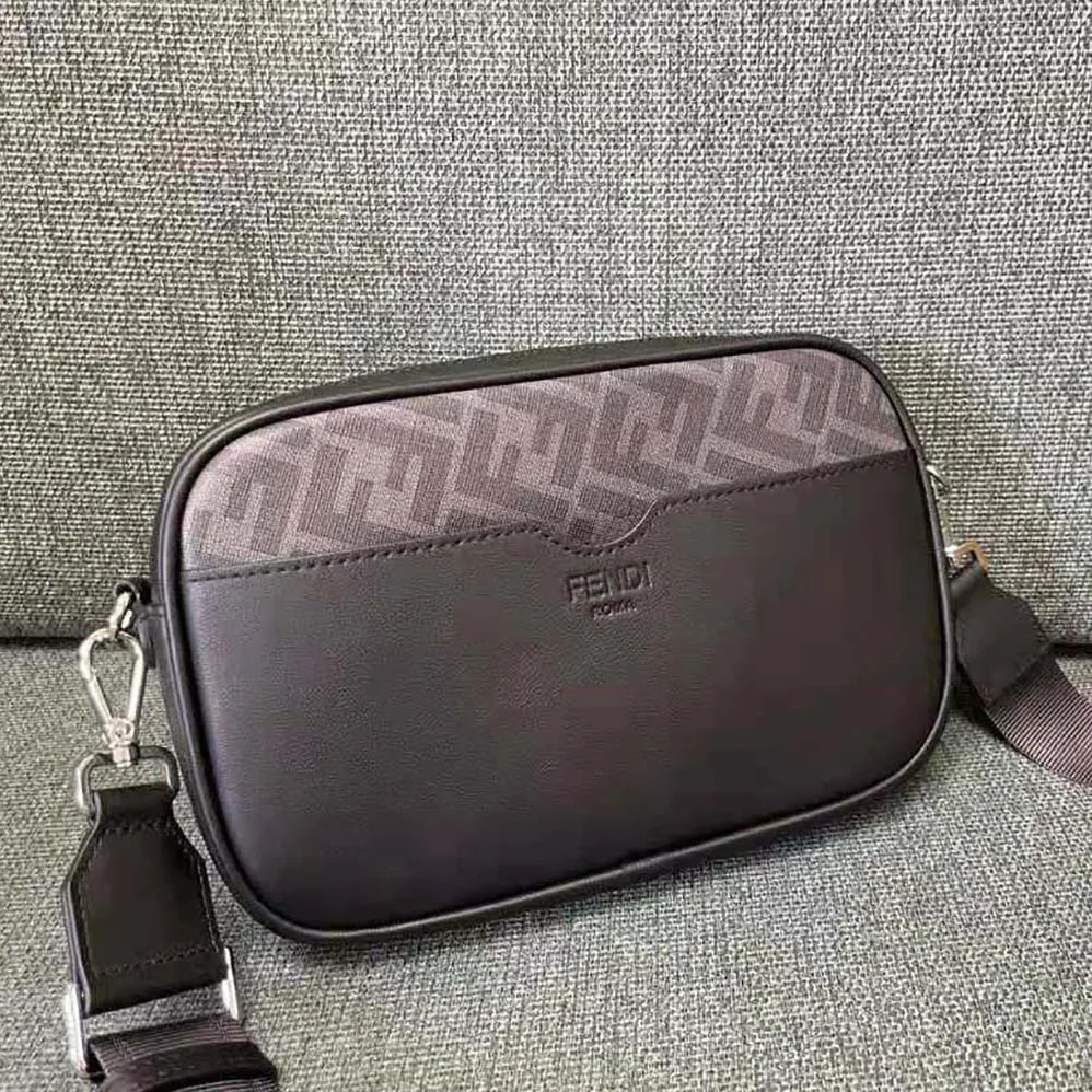 Fendi Camera Case Black FF Fabric Bag for Men