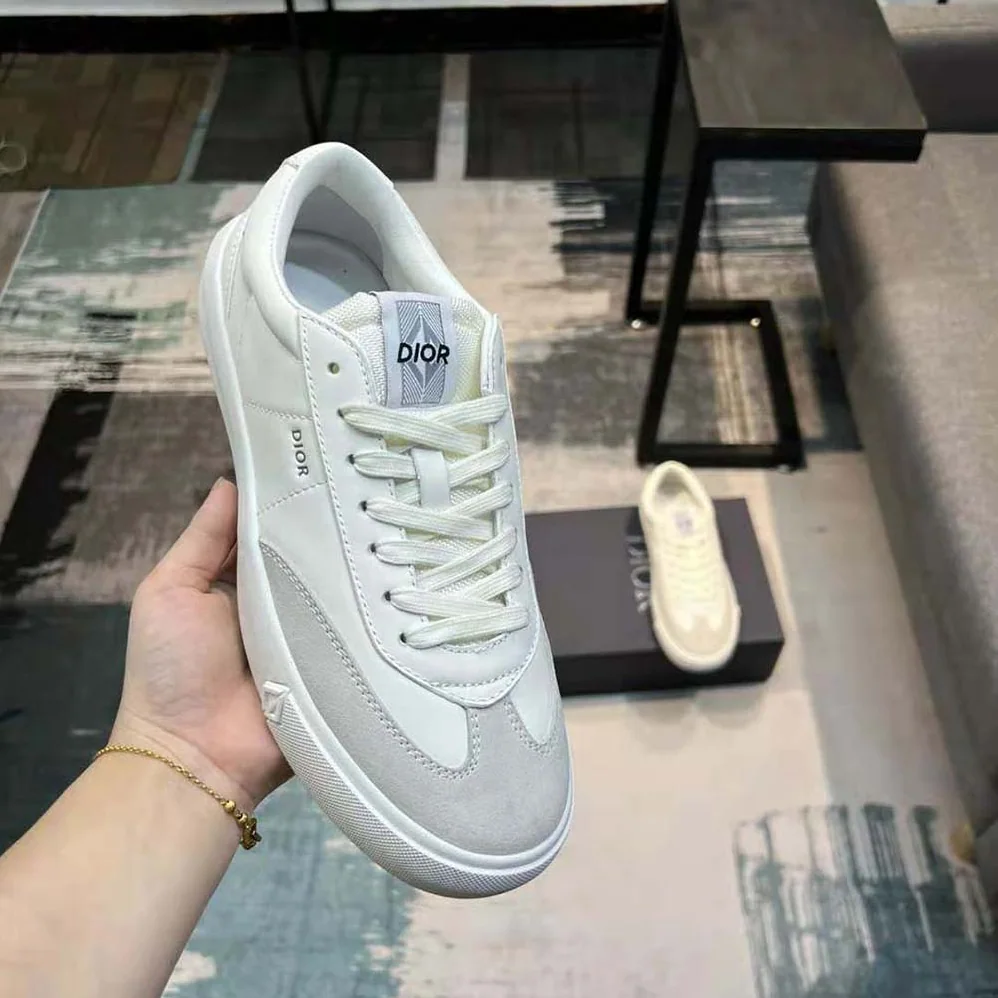 Dior B101 Sneaker Cream Smooth Calfskin and Greige Nubuck for Men Dior B101 Sneaker Cream Smooth Calfskin and Greige Nubuck for Men