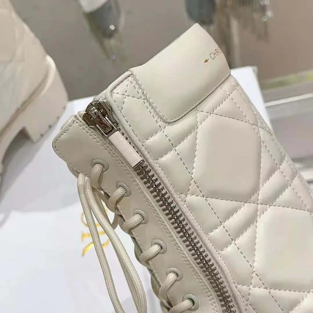 Dior D-Leader Ankle Boot White Quilted Cannage Calfskin for Women Dior D-Leader Ankle Boot White Quilted Cannage Calfskin for Women
