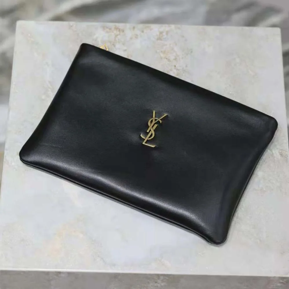Saint Laurent YSL Calypso Small Pouch in Lambskin for Women in Black Saint Laurent YSL Calypso Small Pouch in Lambskin for Women in Black
