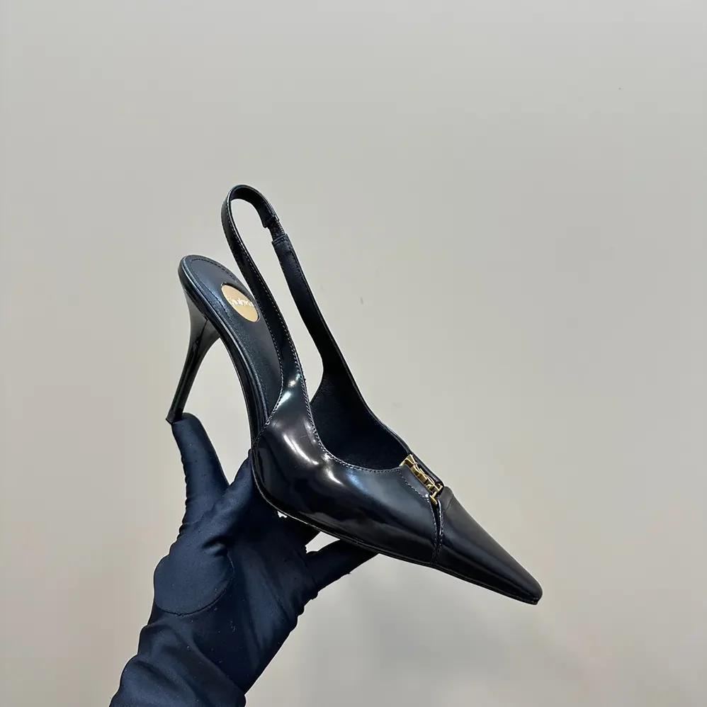 Saint Laurent YSL Babylone Breteuil Slingback Pumps in Smooth Leather for Women in Black Saint Laurent YSL Babylone Breteuil Slingback Pumps in Smooth Leather for Women in Black