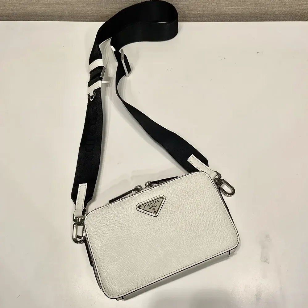 Prada Brique Saffiano Leather Bag for Men in White Prada Brique Saffiano Leather Bag for Men in White