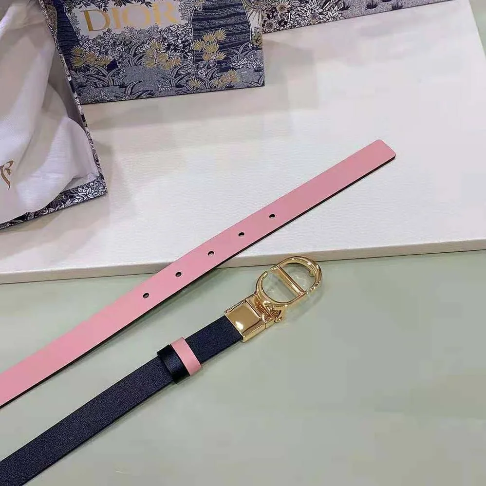 Dior 30 Montaigne Reversible Belt Black and Ethereal Pink Smooth Calfskin 20 MM for Women