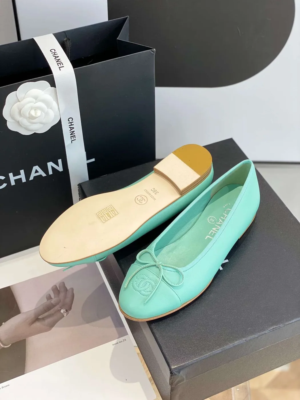 Chanel Ballet Flats Jade Green