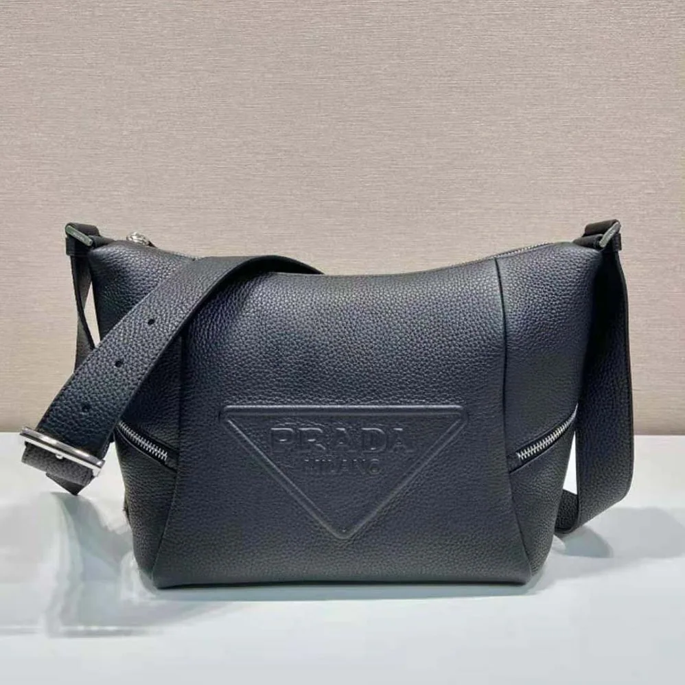 Prada Leather Bag with Shoulder Strap for Men in Black