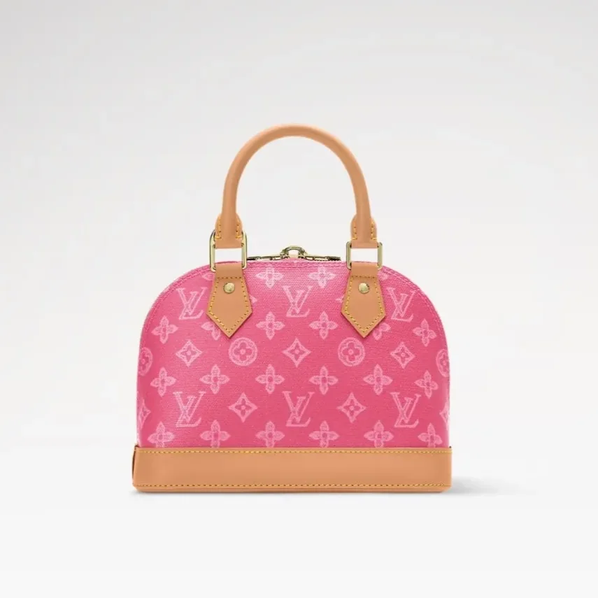 Louis Vuitton Alma BB Top Handle Bag / Monogram Origine Rose Ruban Gold Hardware