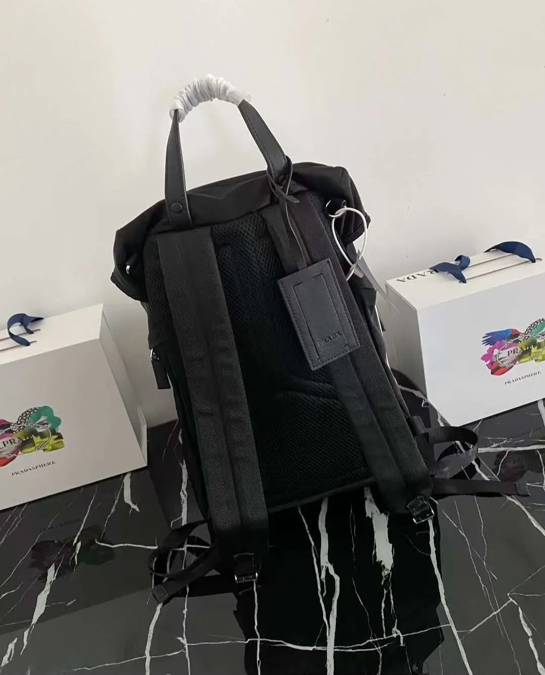 Prada Re-Nylon And Saffiano Backpack Black / 2VZ135_2DMG_F0002_V_HOL Prada Re-Nylon And Saffiano Backpack Black / 2VZ135_2DMG_F0002_V_HOL