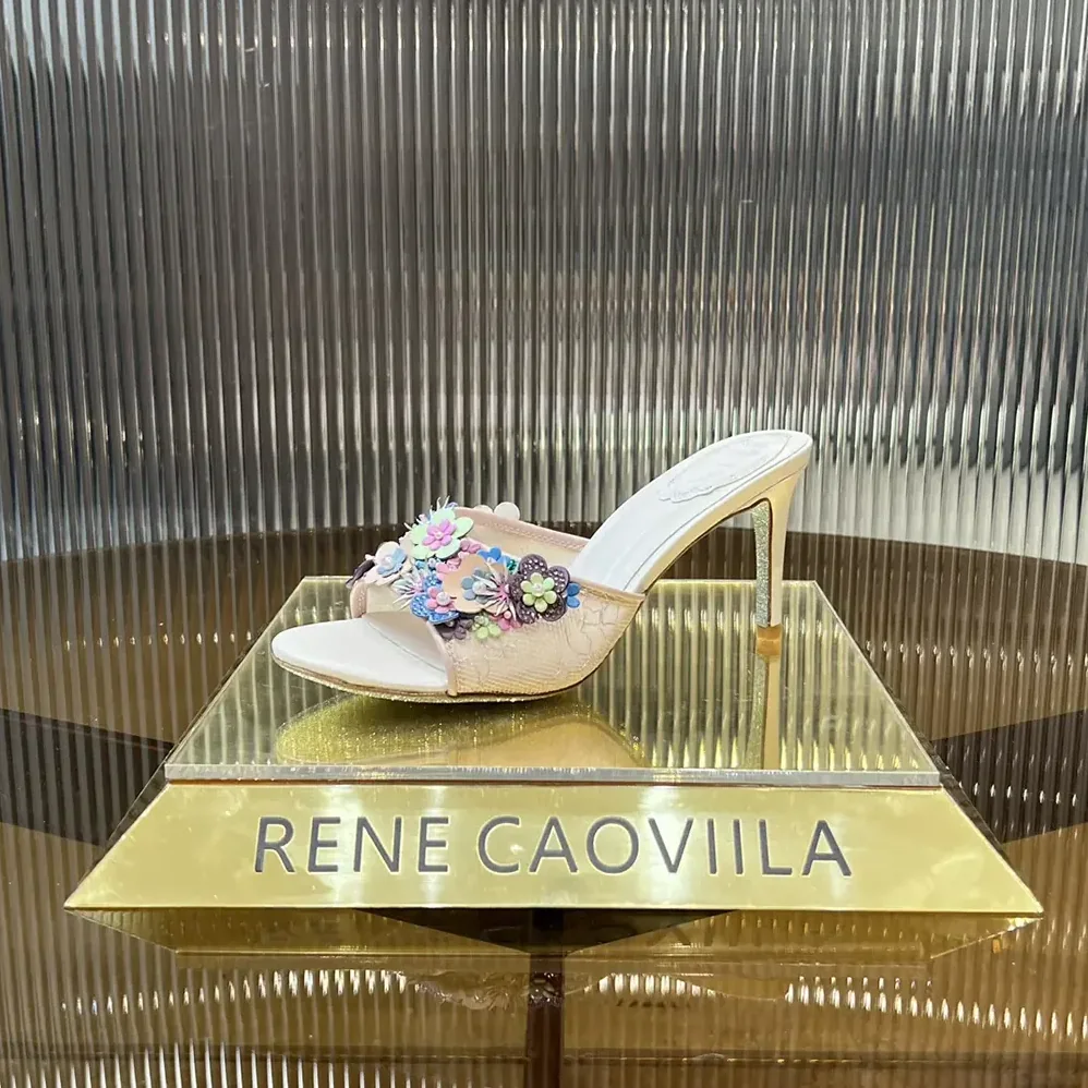 Rene Caovilla Roxanne Nude Slider Sandal 80 for Women