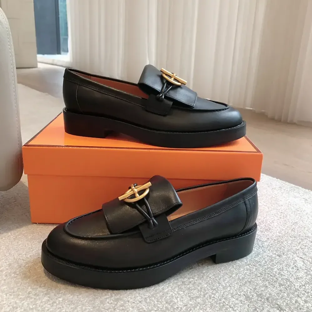Hermes Impact Loafer in Calfskin Leather-Black 241143Z for Women Hermes Impact Loafer in Calfskin Leather-Black 241143Z for Women