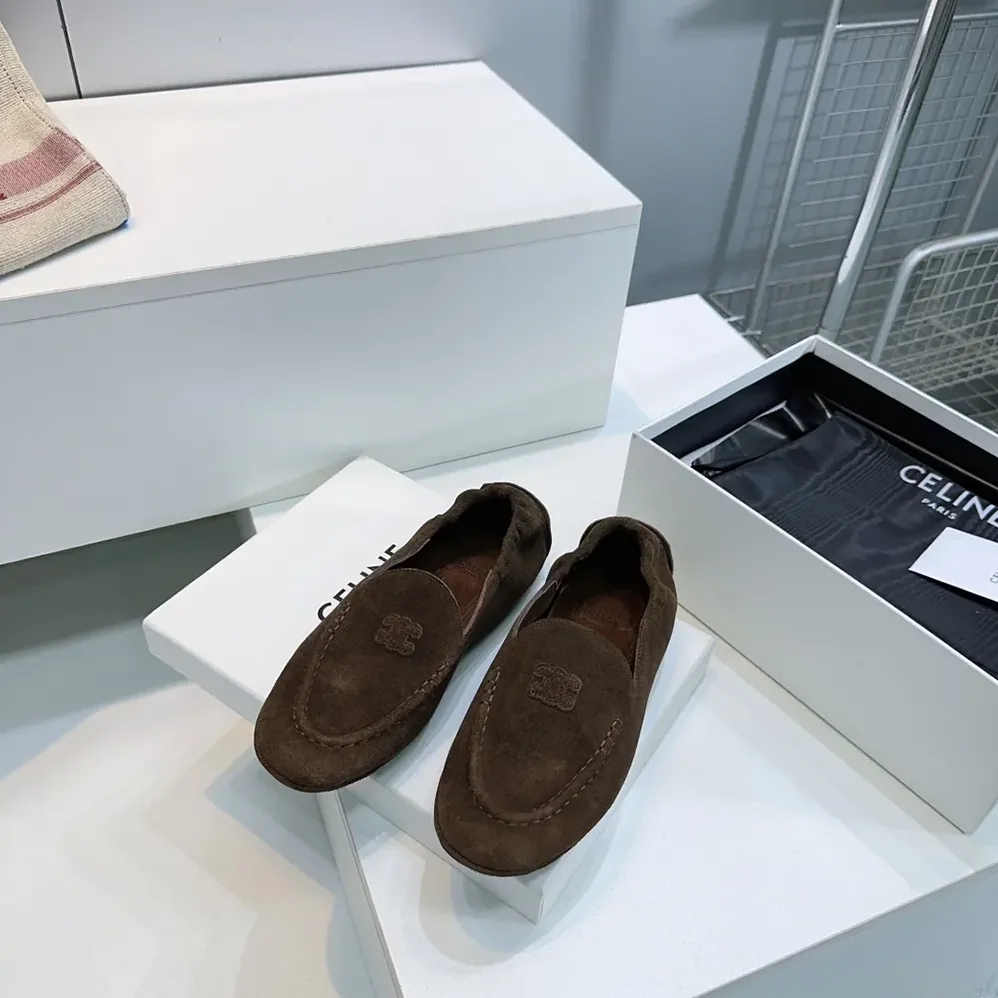 Celine Adam Loafer In Suede Calfskin for Unisex in Chocolate