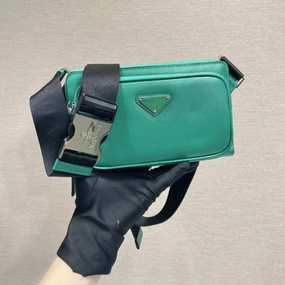 Prada Saffiano Leather Belt Bag for Men in Green