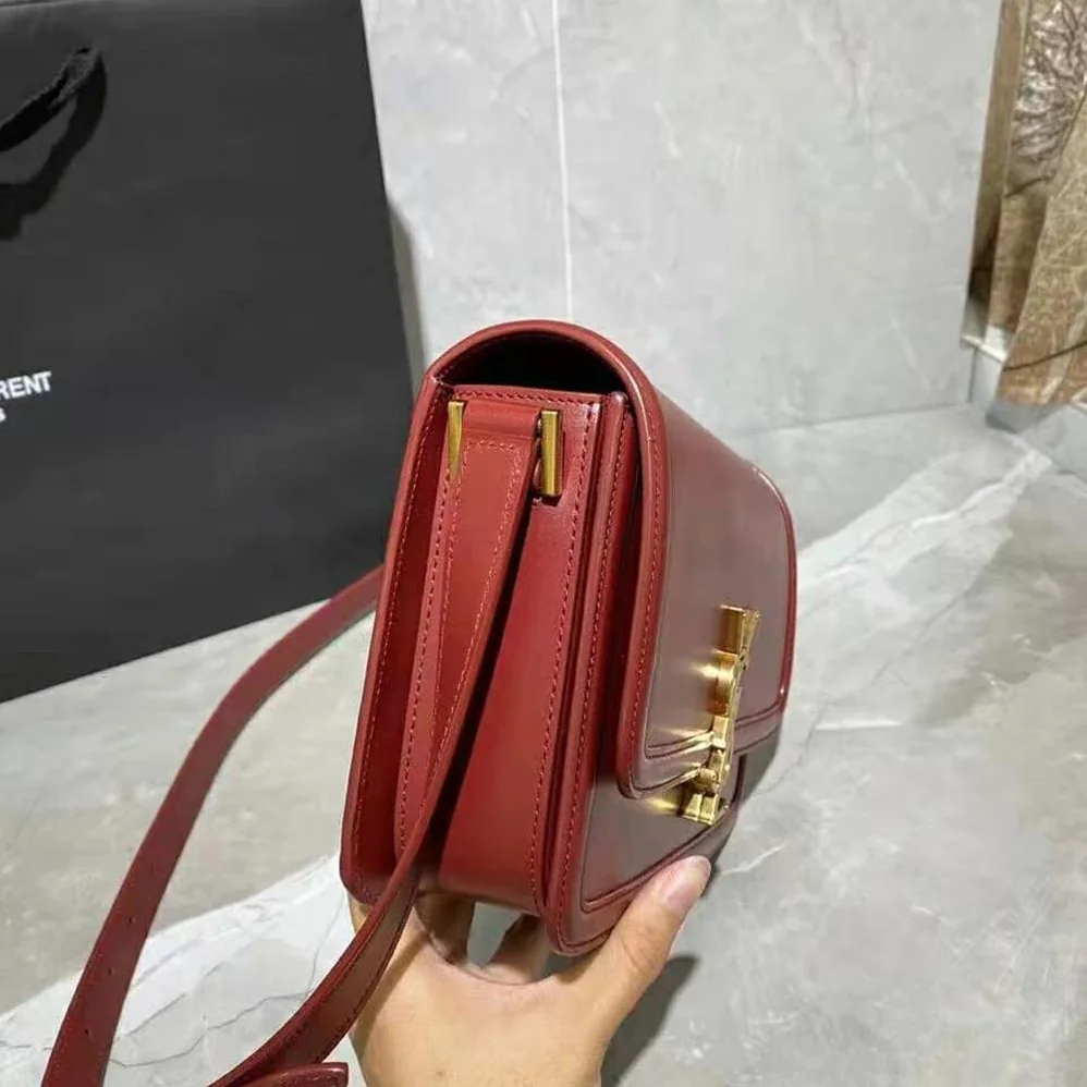 Saint Laurent YSL Solferino Medium Satchel in Box Saint Laurent Leather for Women in Maroon Saint Laurent YSL Solferino Medium Satchel in Box Saint Laurent Leather for Women in Maroon