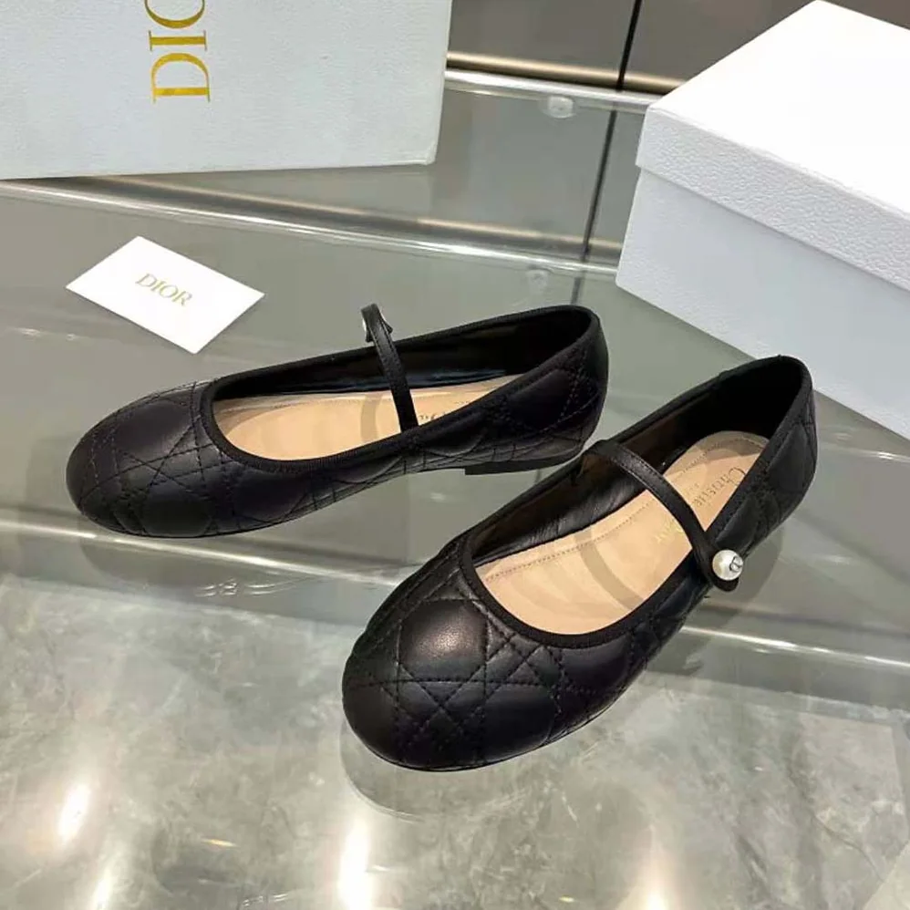 Dior Ballet Flat Black Quilted Cannage Calfskin for Women