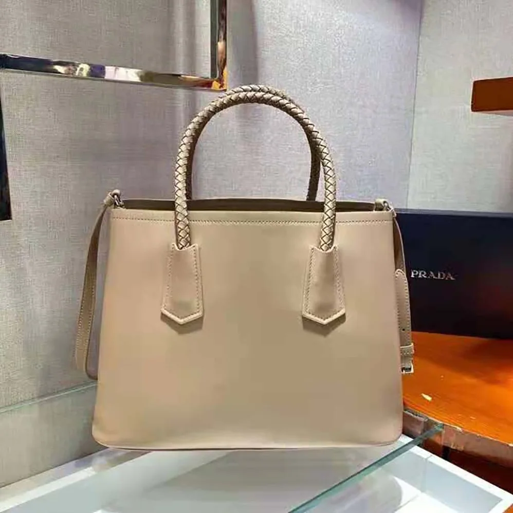 Prada Prada Double Medium Leather Handbag for Women in Sandy Prada Prada Double Medium Leather Handbag for Women in Sandy