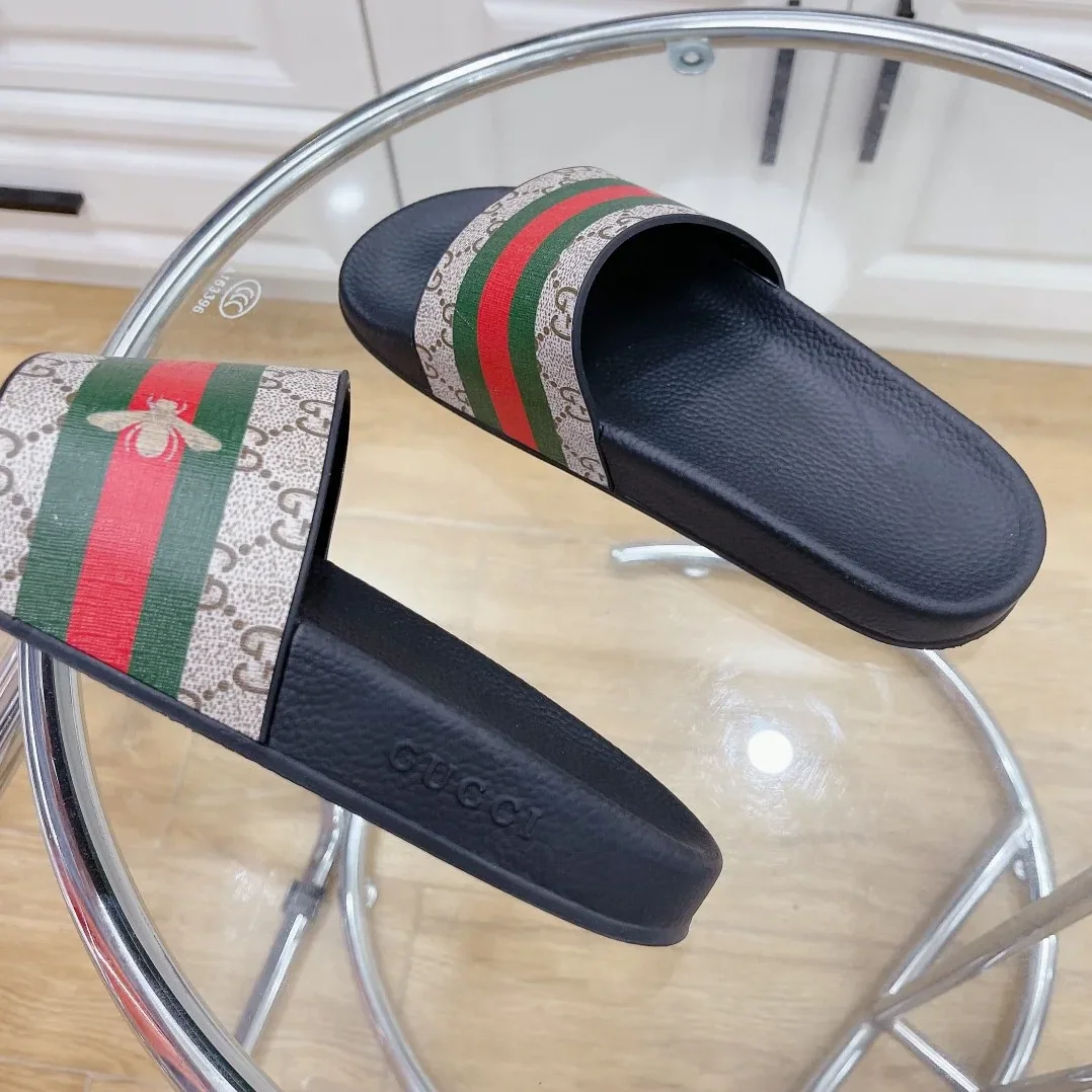 Gucci GG Slide Sandal With Bee Web Black for Women Gucci GG Slide Sandal With Bee Web Black for Women