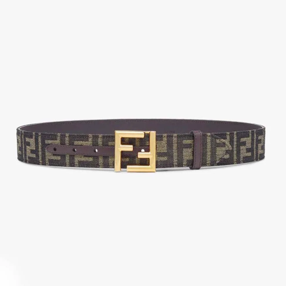 Fendi Dove Gray FF Jacquard Fabric Belt for Women Fendi Dove Gray FF Jacquard Fabric Belt for Women