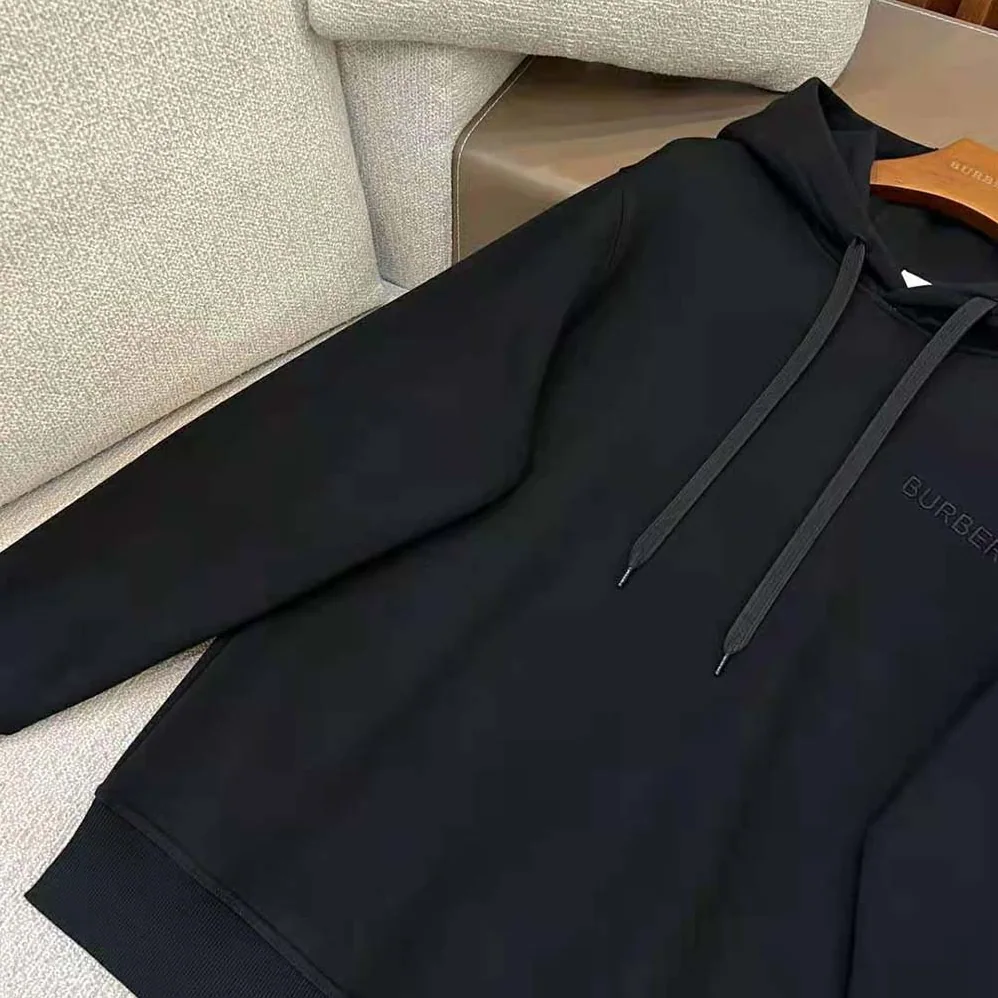 Burberry Check EKD Cotton Hoodie for Men in Black Burberry Check EKD Cotton Hoodie for Men in Black