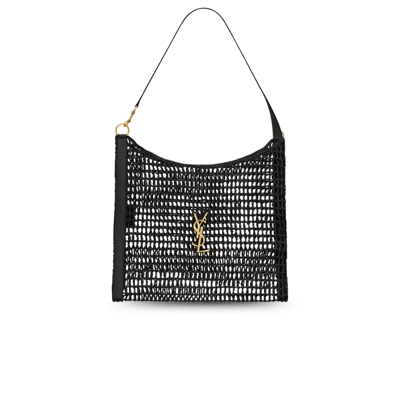 Saint Laurent Oxalis Shoulder Bag Black in Raffia Macrame Gold Hardware