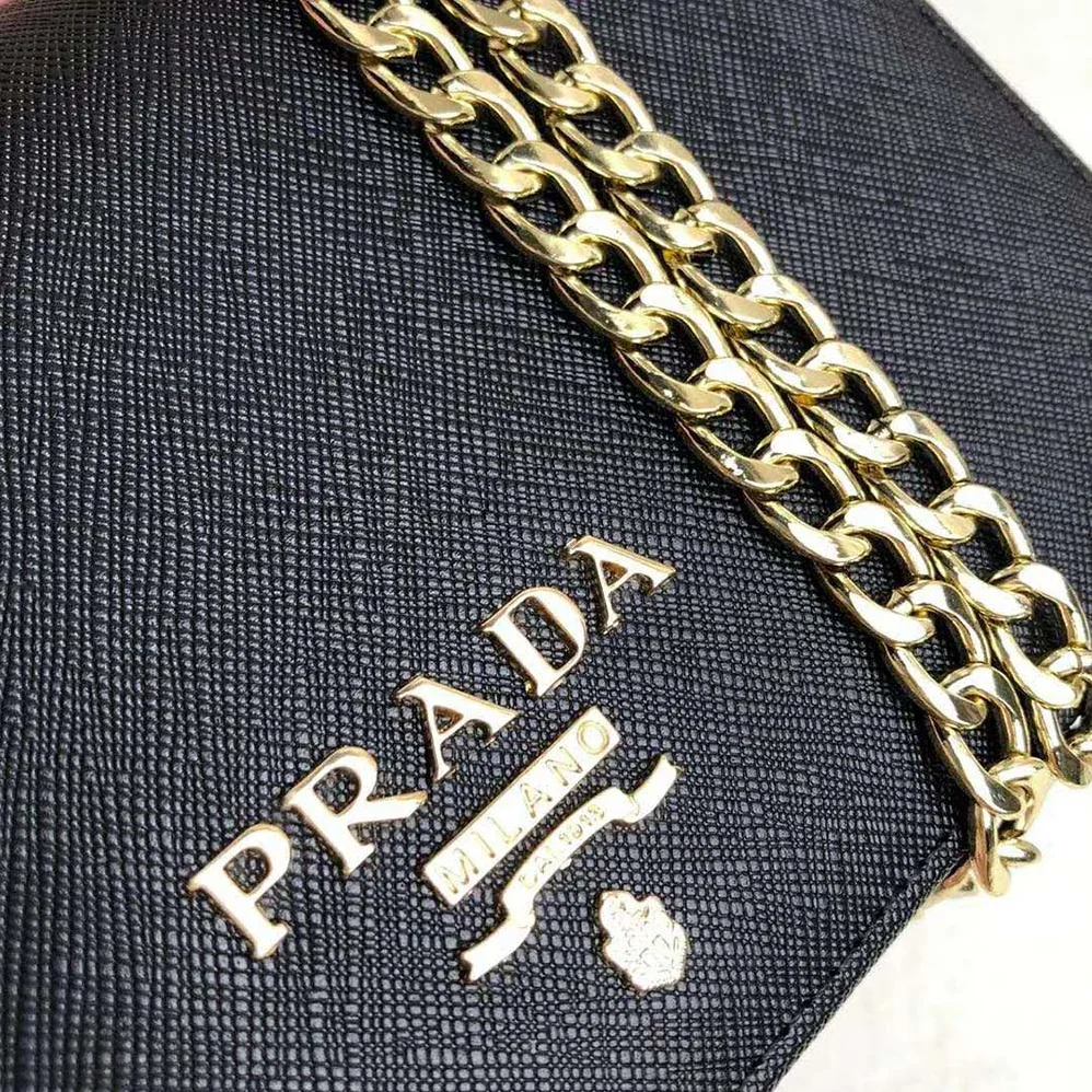 Prada Saffiano Leather Shoulder Bag for Women in Black Prada Saffiano Leather Shoulder Bag for Women in Black