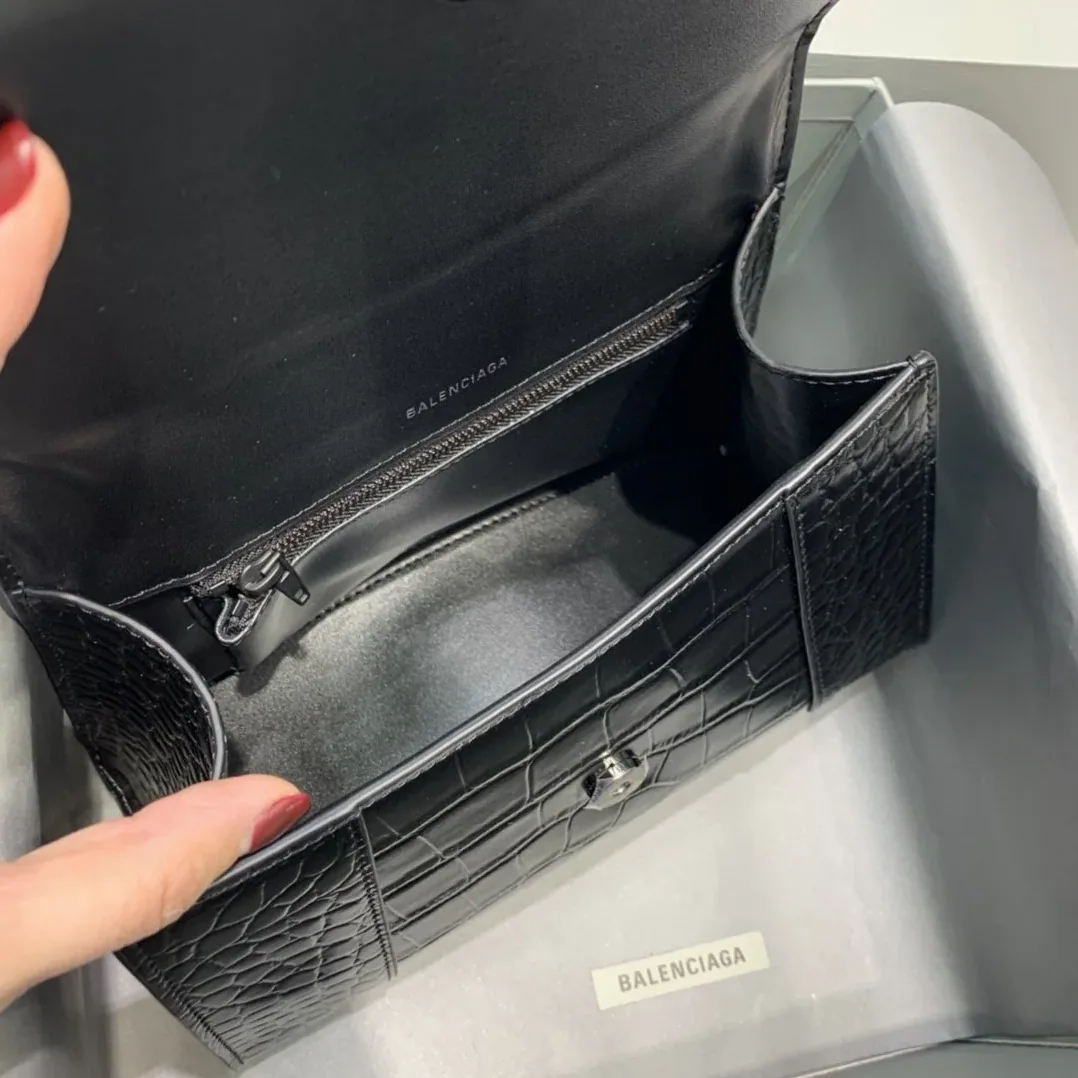 Balenciaga Hourglass Small Handbag In Black