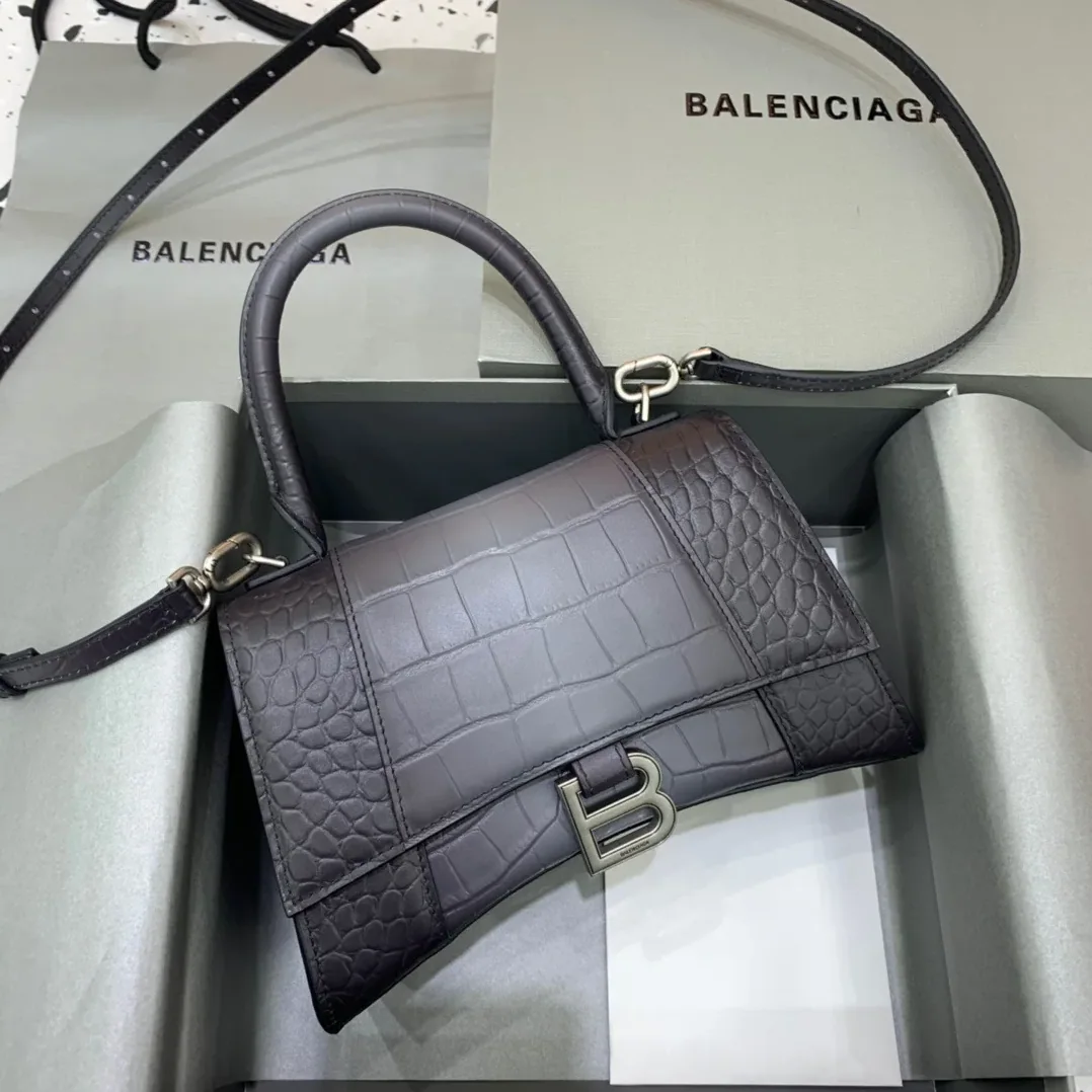 Balenciaga Hourglass Small Handbag In Dark Grey