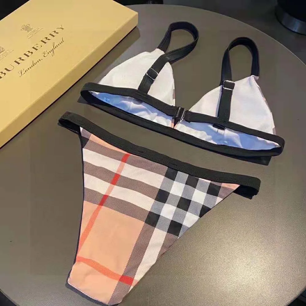 Burberry Exaggerated Check Triangle Bikini for Women Burberry Exaggerated Check Triangle Bikini for Women