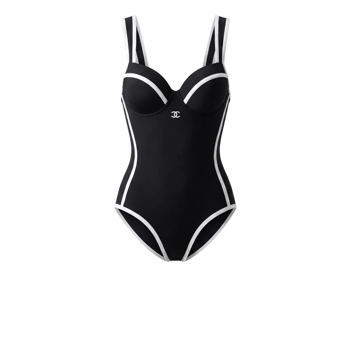 Chanel Contoured Interlocking CC One in Piece Swimsuit Black Chanel Contoured Interlocking CC One in Piece Swimsuit Black