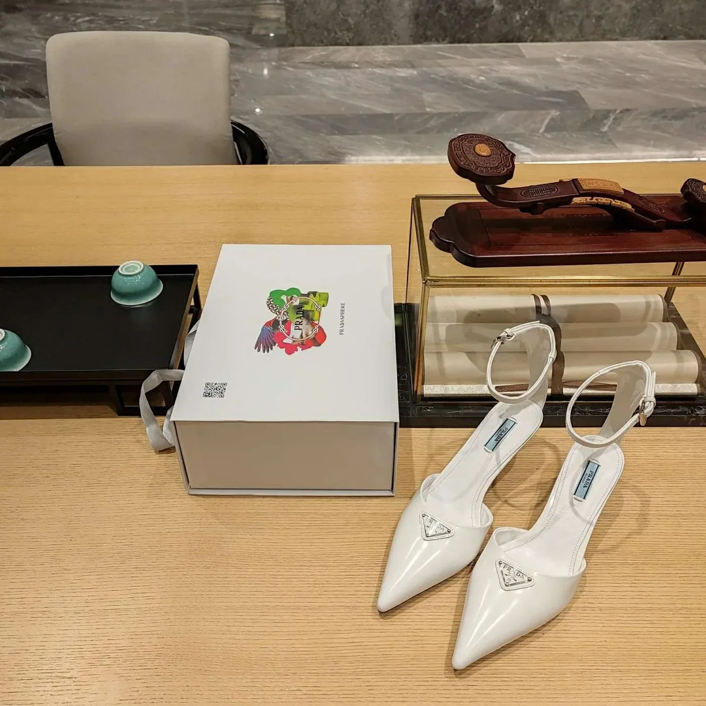 Prada Hilda Pumps White