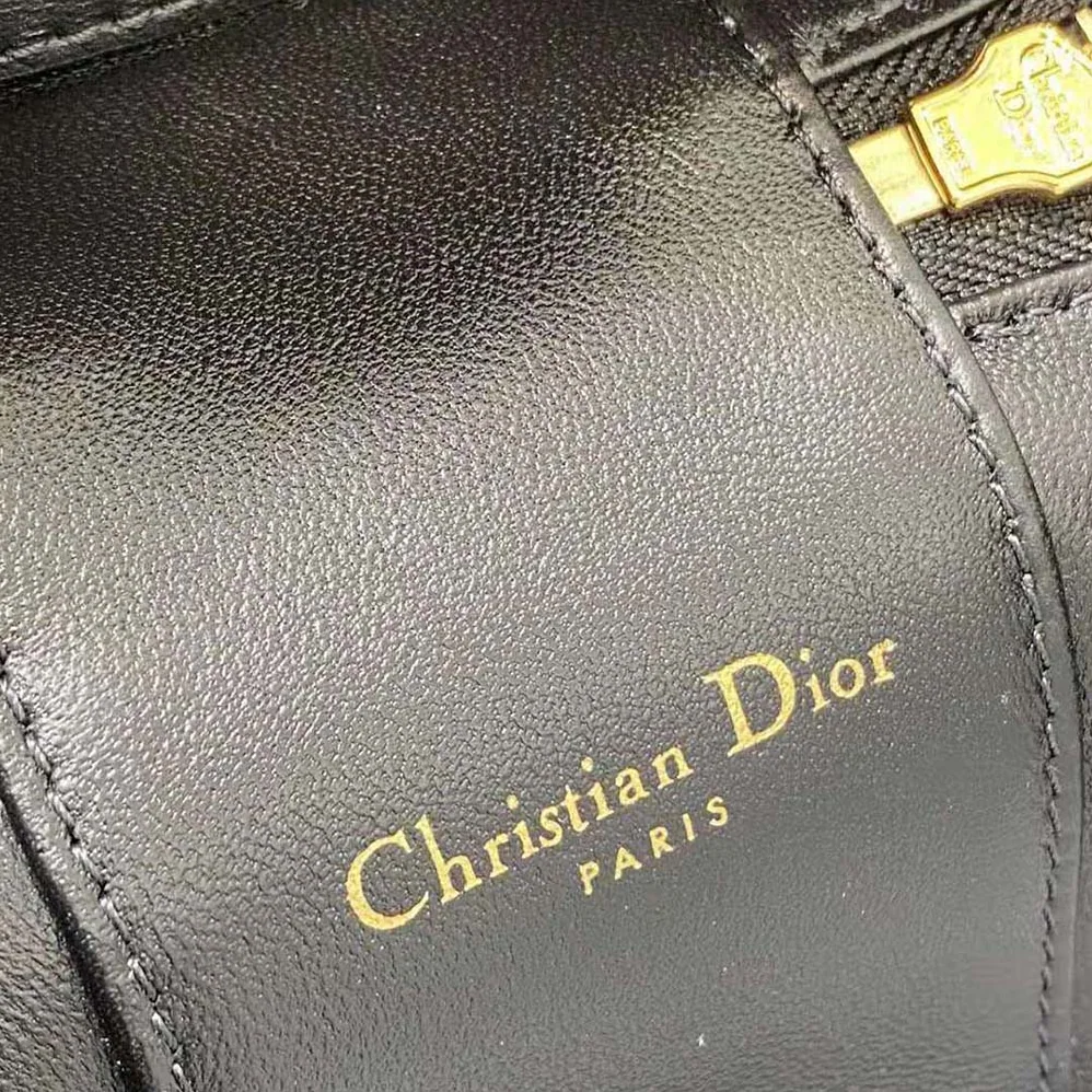 Dior Medium CD Signature Vanity Case Natural Wicker and Black Calfskin for Women