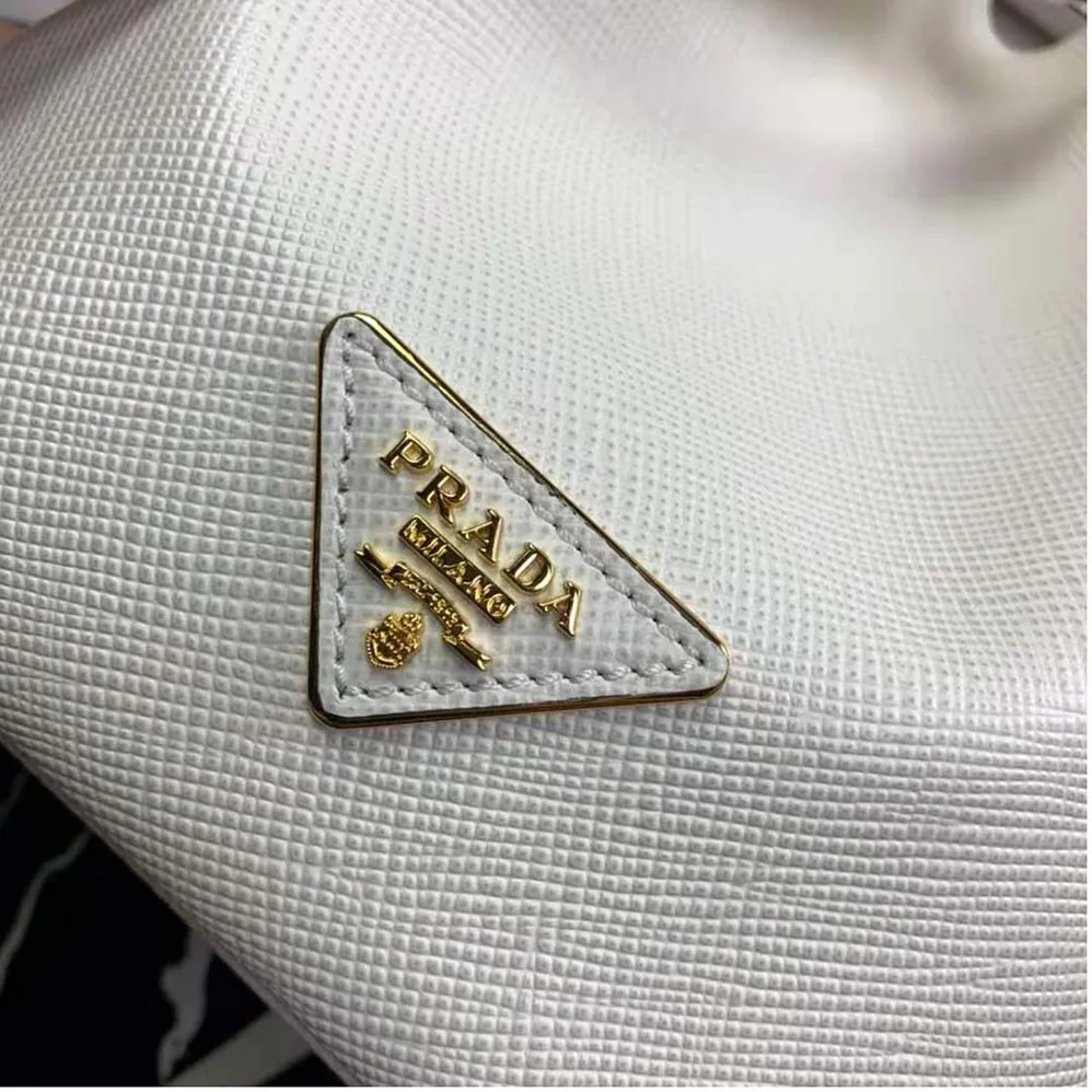 Prada Saffiano Leather Bucket Bag for Women in White Prada Saffiano Leather Bucket Bag for Women in White