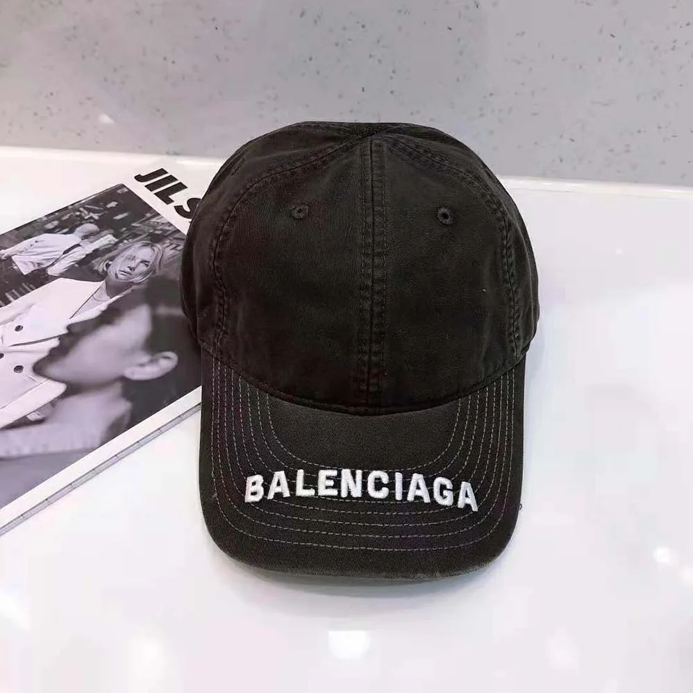 Balenciaga Logo Visor Cap in Black and White Cotton Drill for Women Balenciaga Logo Visor Cap in Black and White Cotton Drill for Women