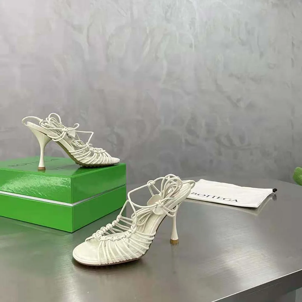 Bottega Veneta Dot Leather Sandals for Women in White
