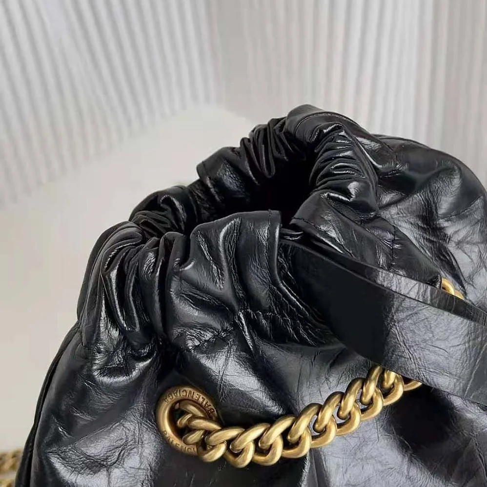 Balenciaga Crush Small Tote Bag in Black Crushed Calfskin for Women
