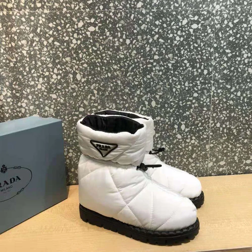 Prada Padded Nylon Booties for Women in White