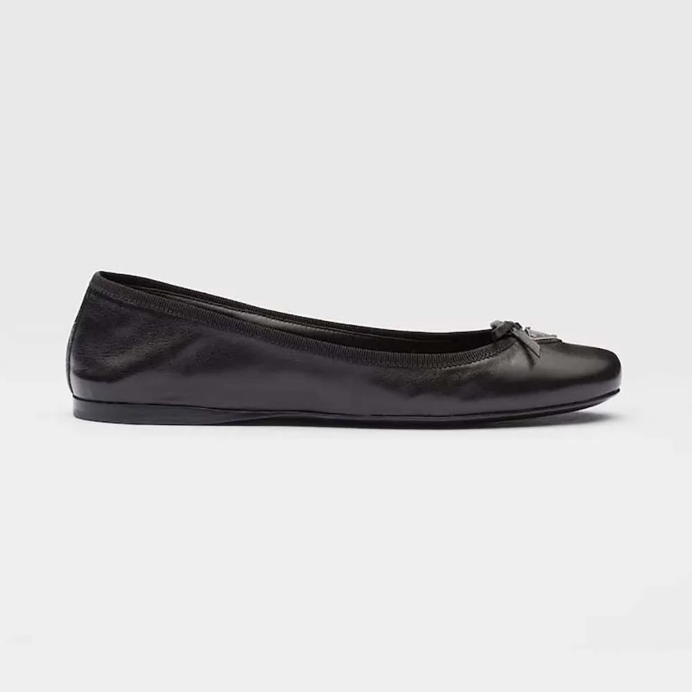 Prada Nappa Leather Ballerinas for Women in Black