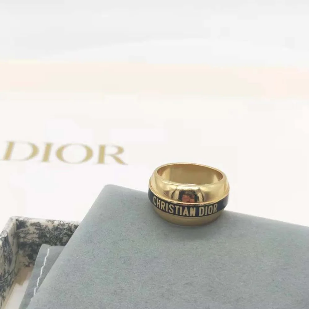 Dior Code Ring Gold-Finish Metal and Black Lacquer for Women
