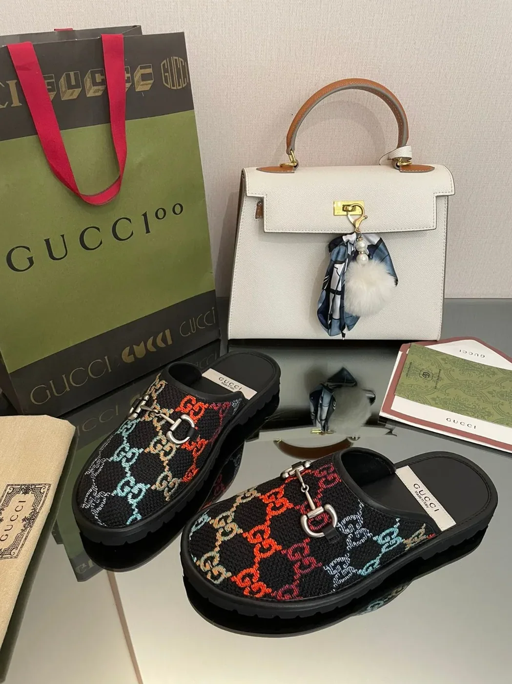 Gucci GG Slipper With Horsebit Black GG Shoes for Men