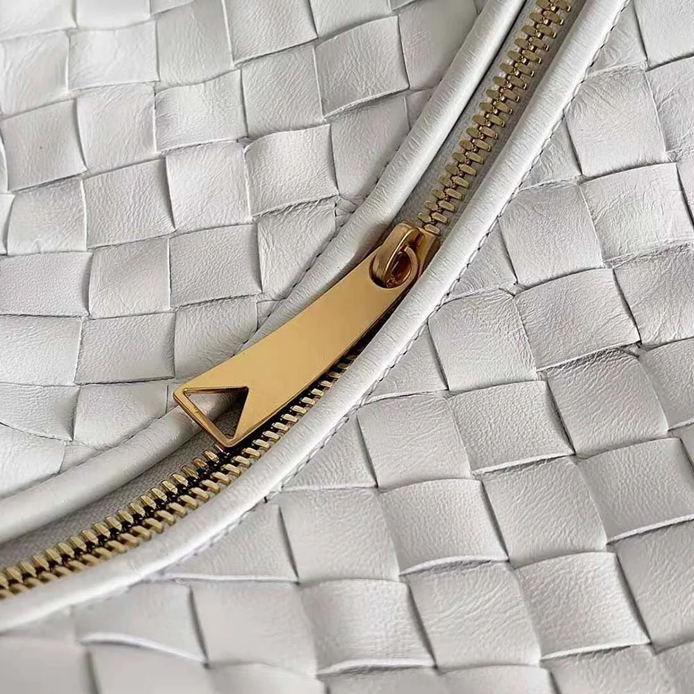 Bottega Veneta Small Jodie Intrecciato Leather Shoulder Bag for Women in White